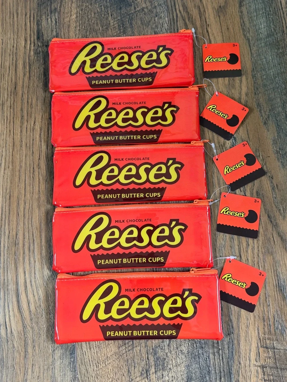 NWT 5 Reese’s candy bar plastic pencil pouches